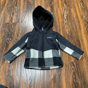 Columbia 12‎ - 18 Month Fleece Hooded Jacket Coat Zip Up Buffalo Plaid Black 12M